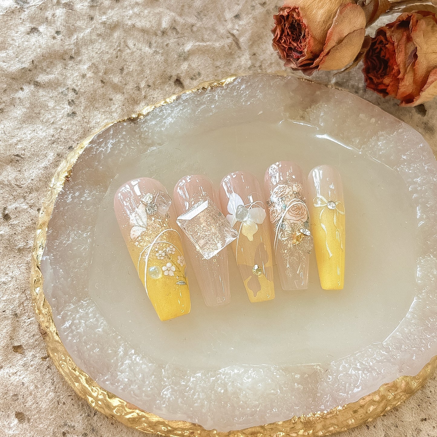 3D embossed rose nail stickers on press on nails