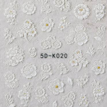 5D Luxury 5D lace flower nail sticker, K020, close up look