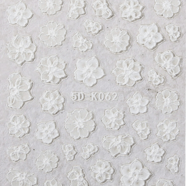 5D Luxury 5D lace flower nail sticker, K062, close up look