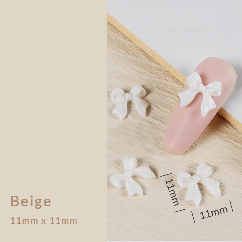 Beige 3D resin bow-knot nail charms (11mm) for DIY nail art