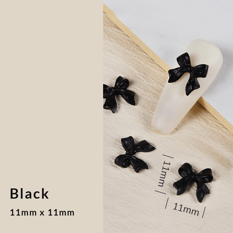 Black 3D resin bow-knot nail charms (11mm) for DIY nail art