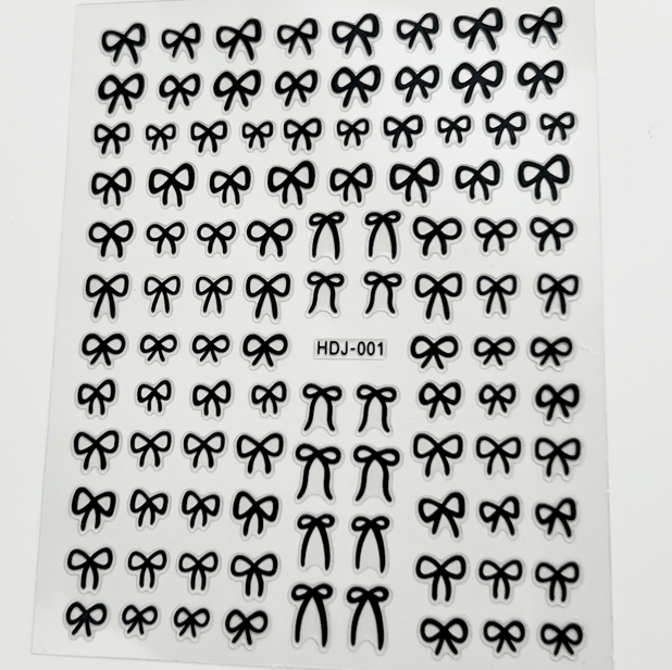 Black hot stamping butterfly and bow nail stickers