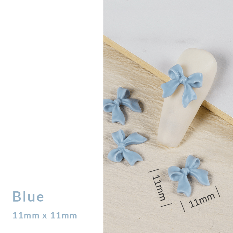 Blue 3D resin bow-knot nail charms (11mm) for DIY nail art