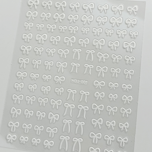 Classic white hot stamping butterfly and bow nail stickers