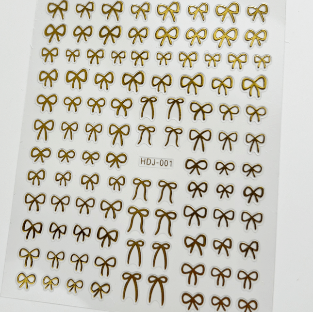 Gold hot stamping butterfly and bow nail stickers