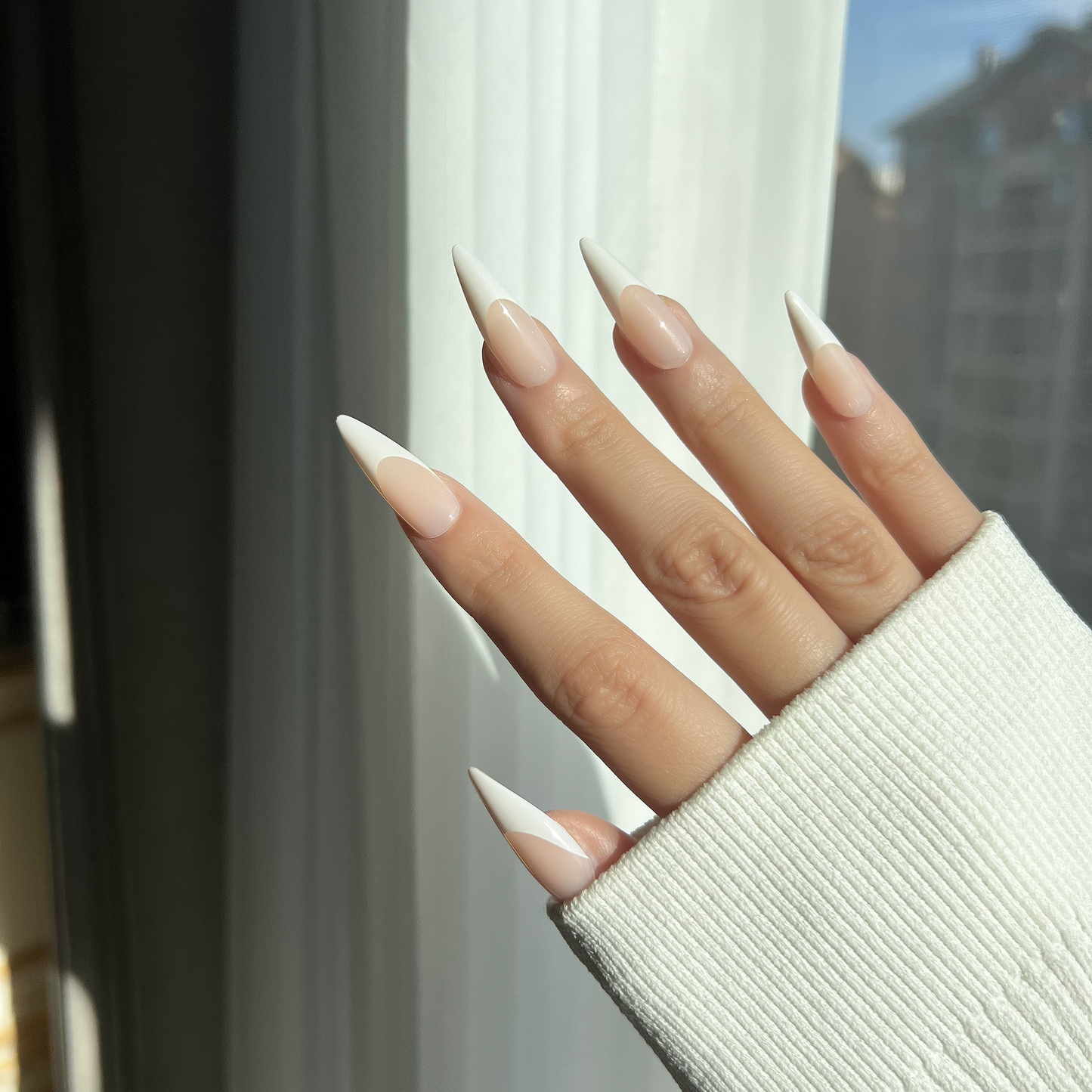 LuxeTip French - Long Stiletto White French Tips