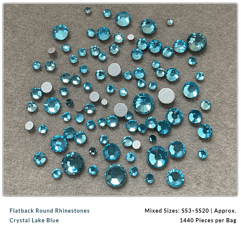 Lake blue and crystal nail rhinestones for DIY nail art