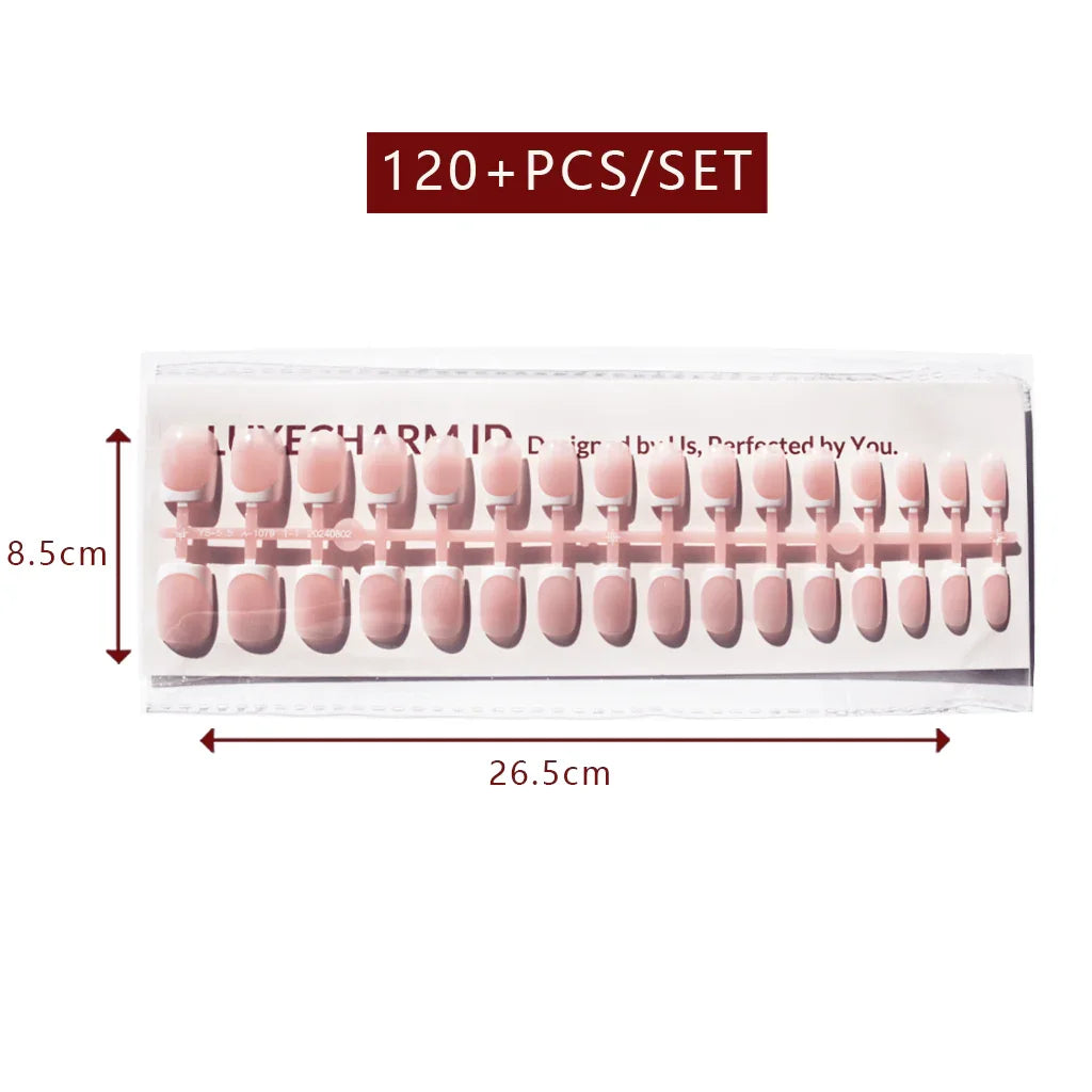 LuxeTip French Press On Nails, Medium Square White French Tips, Light Pink Color