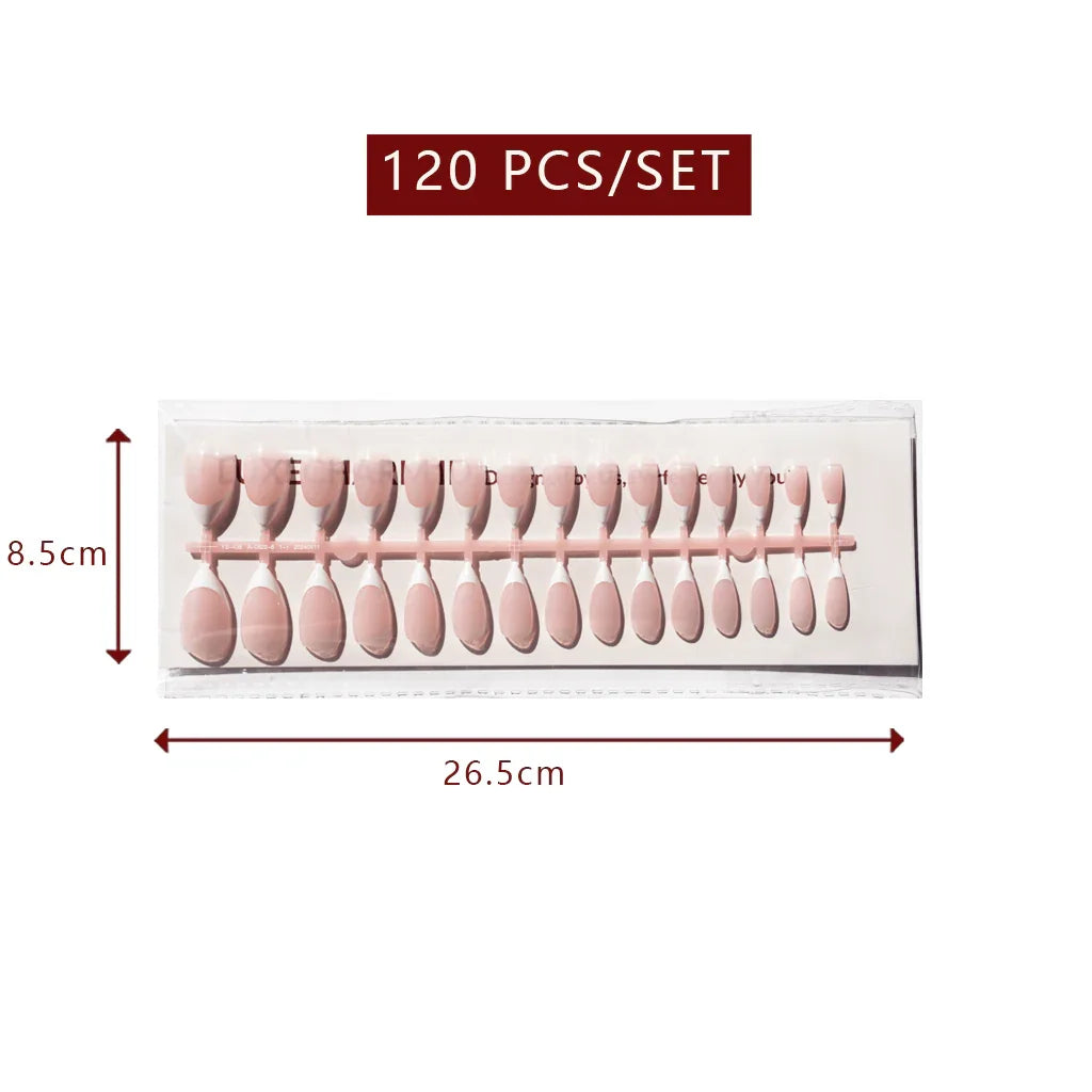 LuxeTip French Press On Nails, Medium Stiletto White French Tips, Light Pink Color