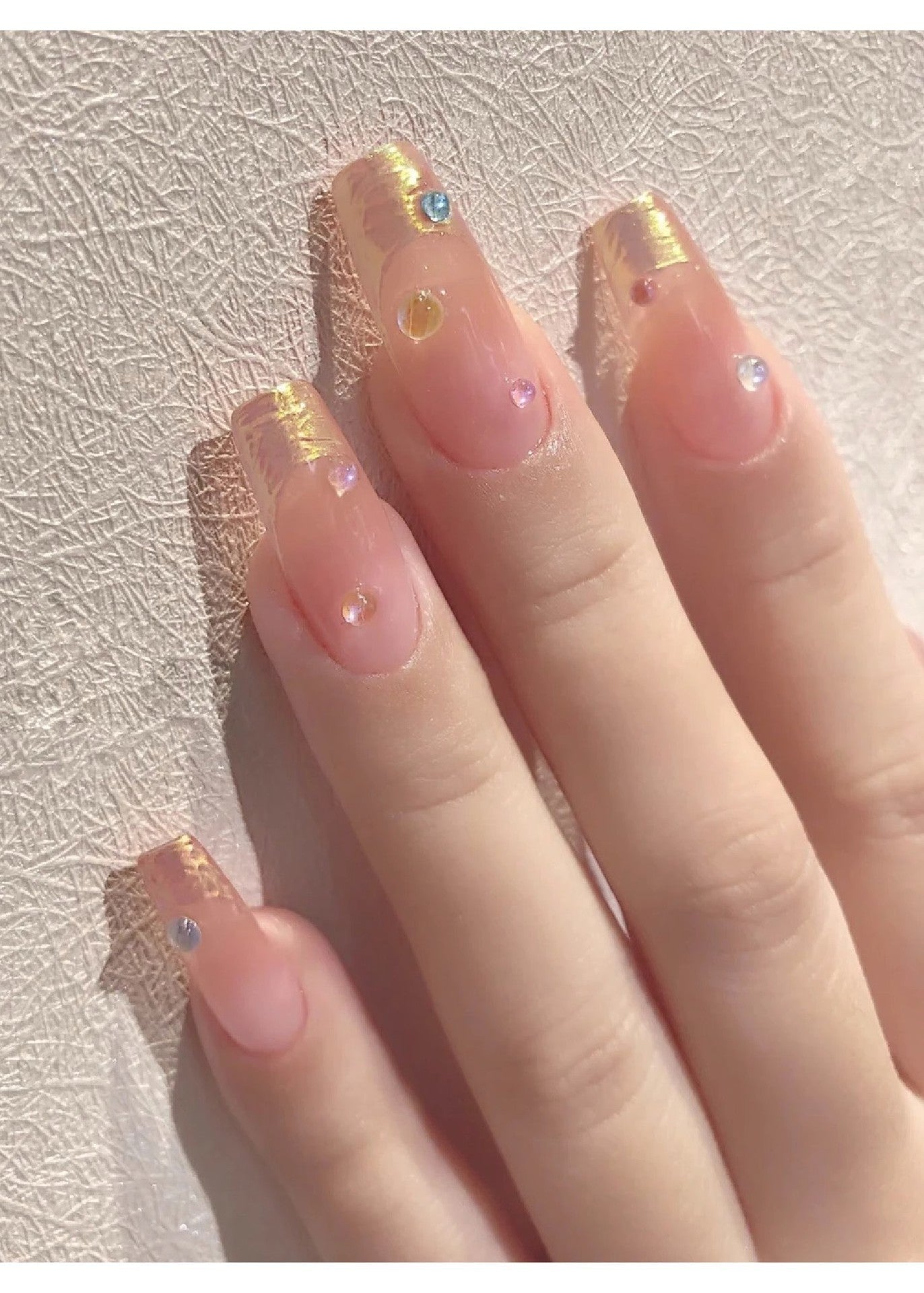 Mermaid bubble nail beads mixed sizes on press on nails, on hand display 3