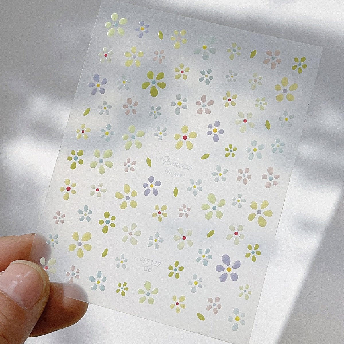 Minimal cartoon bloom jelly flower 3D nail art sticker