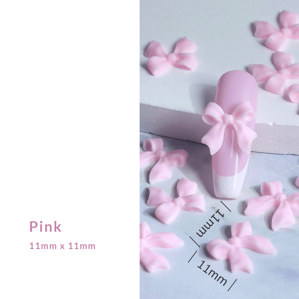 Pink 3D resin bow-knot nail charms (11mm) for DIY nail art