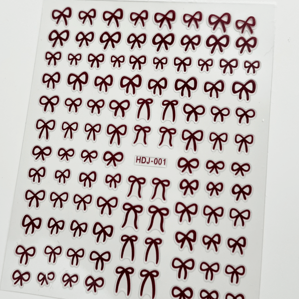 Red hot stamping butterfly and bow nail stickers