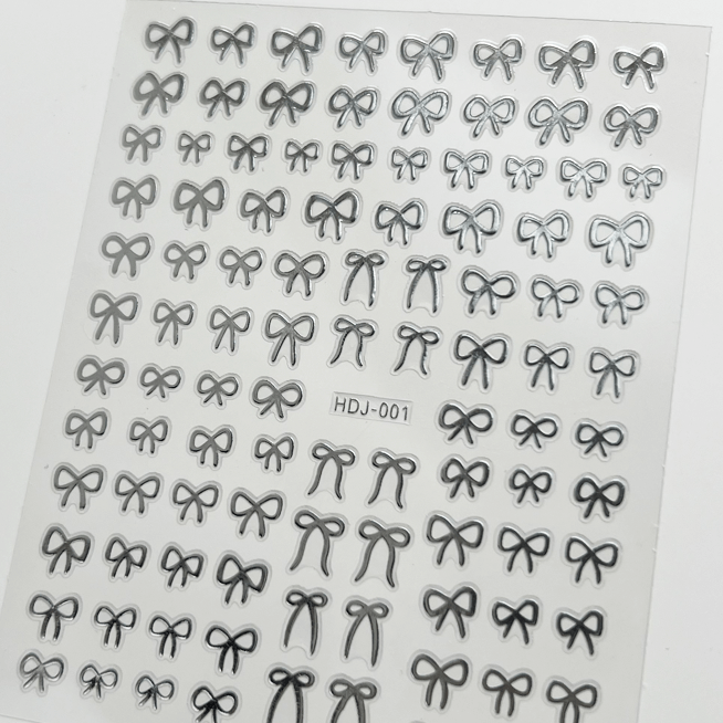 Silver hot stamping butterfly and bow nail stickers