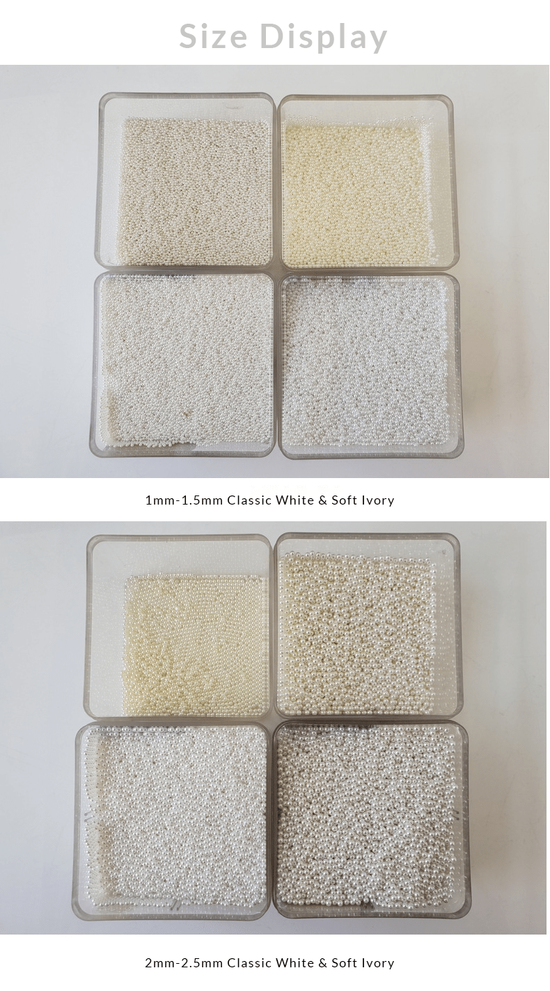 Classic white & soft ivory resin Pearl charms size display