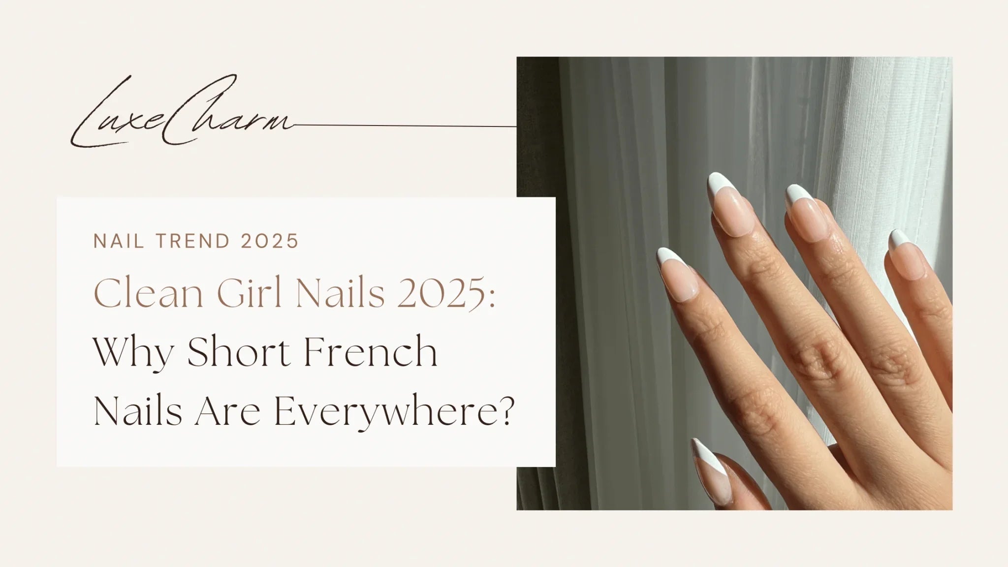 Clean girl nails 2025, white classic french tips, nail trend