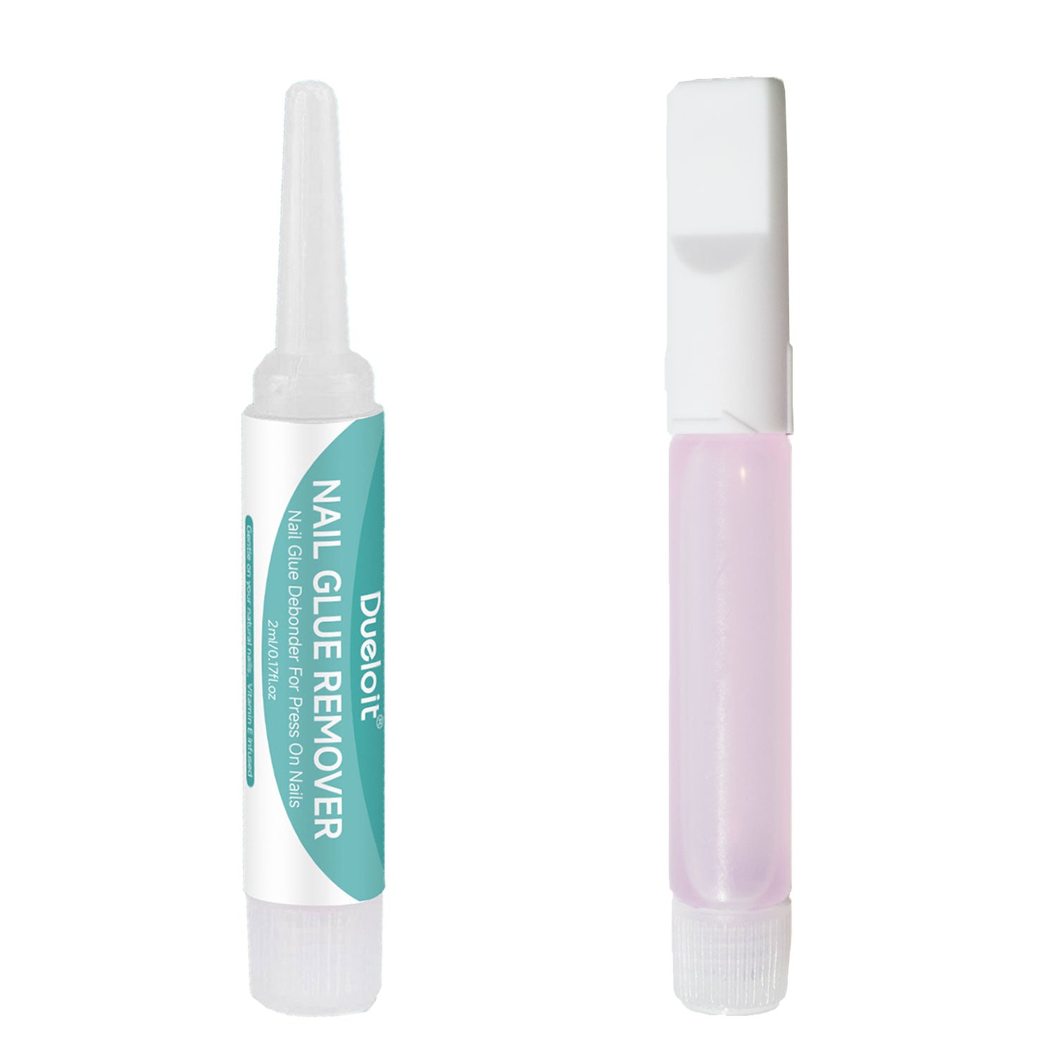 nail glue remover and nail glue on a white background