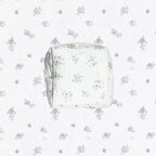 Handmade carry pouch with purple floral pattern on a white background. LuxeCharm