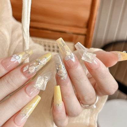 3D embossed rose nail sticker on hand display