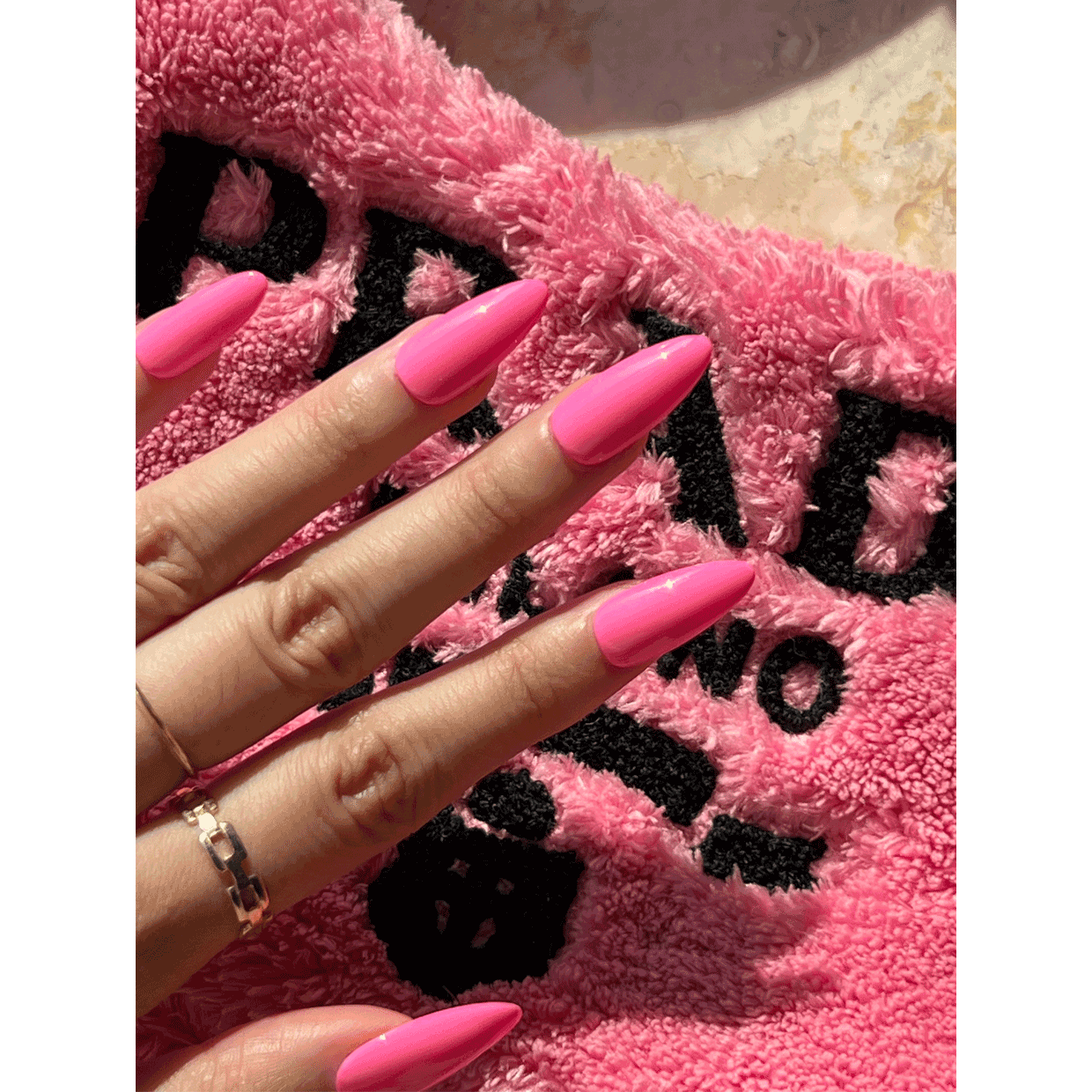 Barbie pink nails. Press on nails. On-hand image with Prada. 5 press-ons.