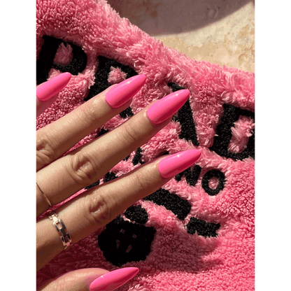 Barbie pink nails. Press on nails. On-hand image with Prada. 5 press-ons.