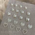 100 pcs mixed beige pearl heart nail charms, flat-back 3D resin nail charms, close up look 