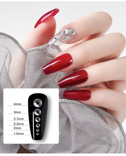 White flat-back crystal nail rhinestones DIY look on hand 