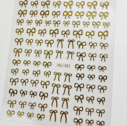 Gold hot stamping butterfly and bow nail stickers
