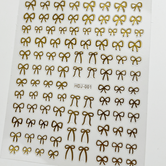 Gold hot stamping butterfly and bow nail stickers