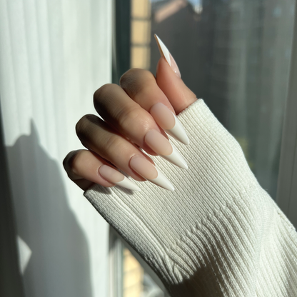 LuxeTip French - Long Stiletto White French Tips