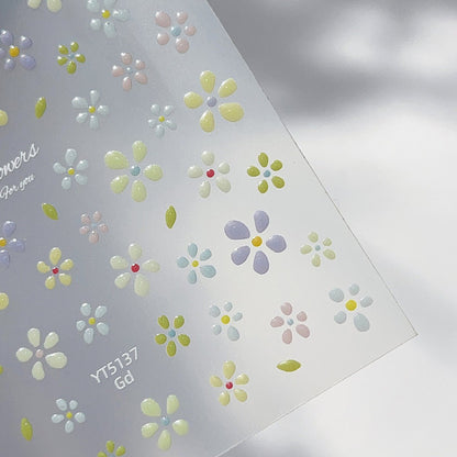 Jelly flower nail stickers semi-transparent 3D mini blooms