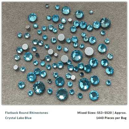 Lake blue and crystal nail rhinestones for DIY nail art