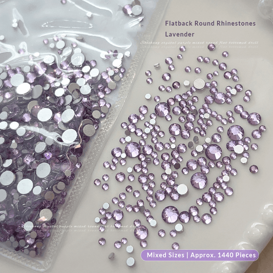 Lavender and crystal nail rhinestones for DIY nail art
