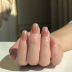 LuxeTip Blush Ombre Press On Nails Extra Short Square, On Hand Display 4