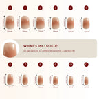 LuxeTip Blush Ombre Press On Nails Extra Short Square, Size Guide, 32 Gel Nails in 12 Different Sizes