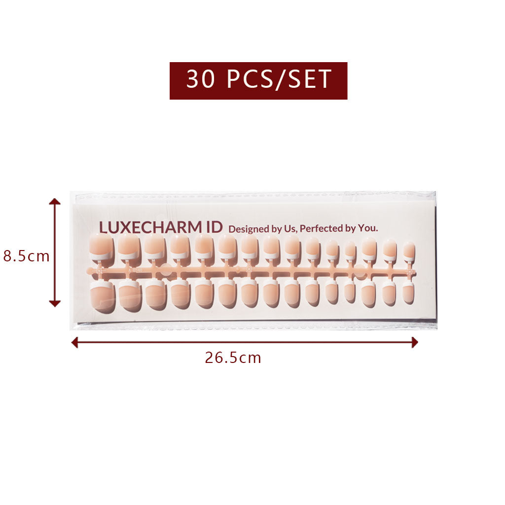 LuxeTip French Press On Nails, Extra Short Square White French Tips, Peach Color 