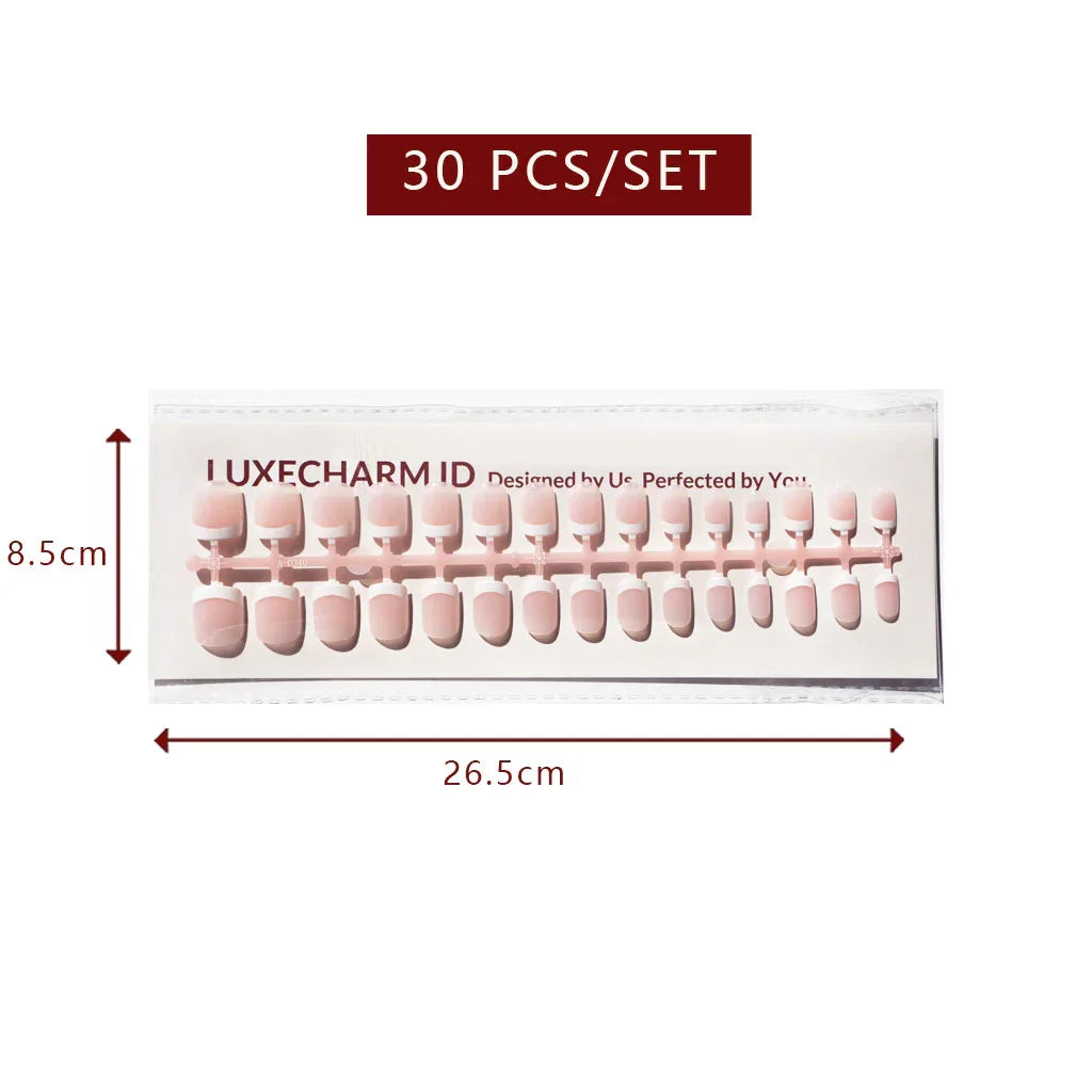 LuxeTip French Press On Nails, Extra Short Square White French Tips, Pink Color 