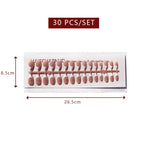 LuxeTip French Press On Nails, Medium Almond White French Tips, High-Gloss Finish, Light Brown Color 