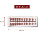 LuxeTip French Press On Nails, Medium Almond White French Tips, High-Gloss Finish, Mocha Color 