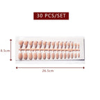 LuxeTip French Press On Nails, Medium Almond White French Tips, High-Gloss Finish, Peach Color 