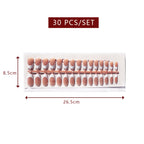 LuxeTip French Press On Nails, Medium Square White French Tips, Light Brown Color