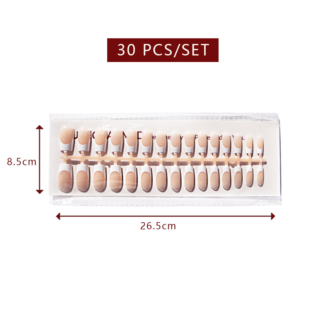 LuxeTip French Press On Nails, Medium Square White French Tips, Nude Color