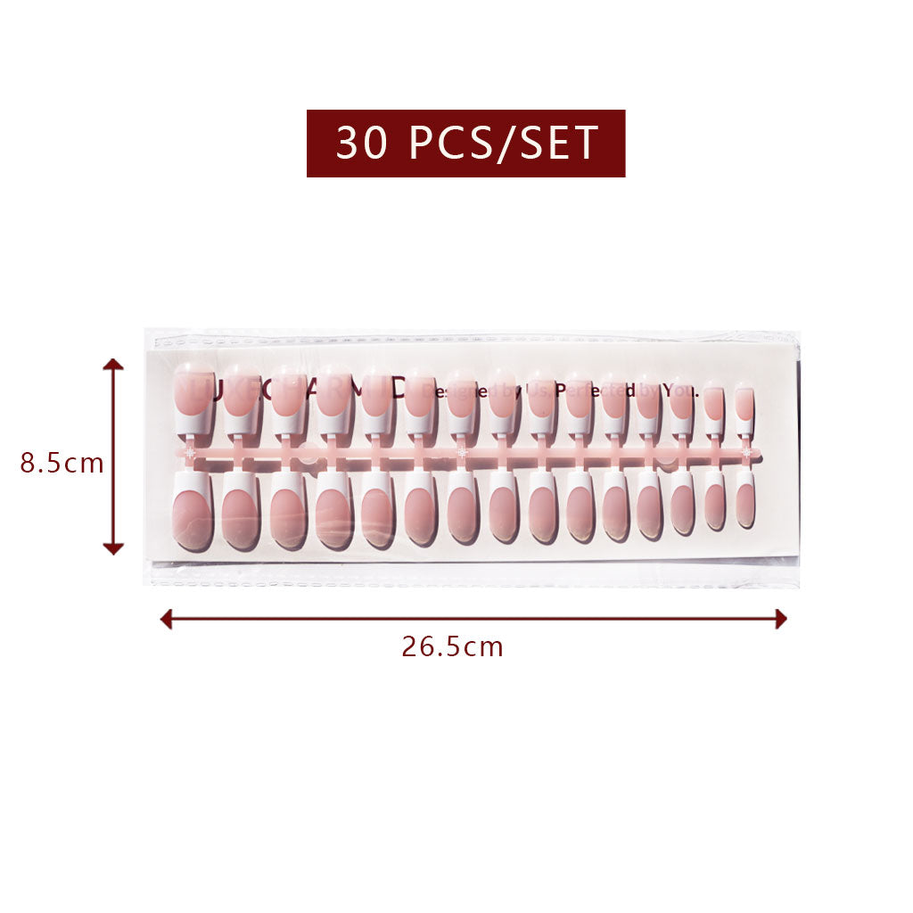 LuxeTip French Press On Nails, Medium Square White French Tips, Pink Color