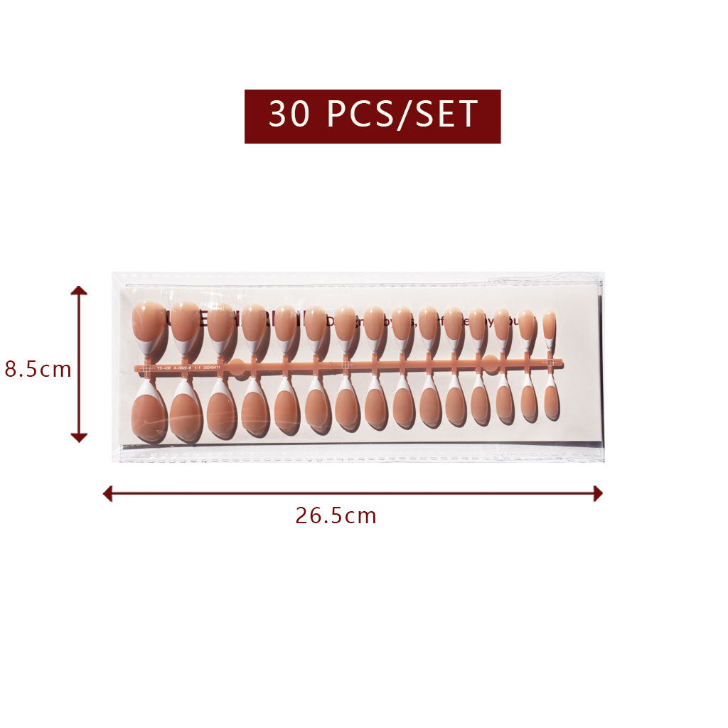 LuxeTip French Press On Nails, Medium Stiletto White French Tips, Light Brown Color