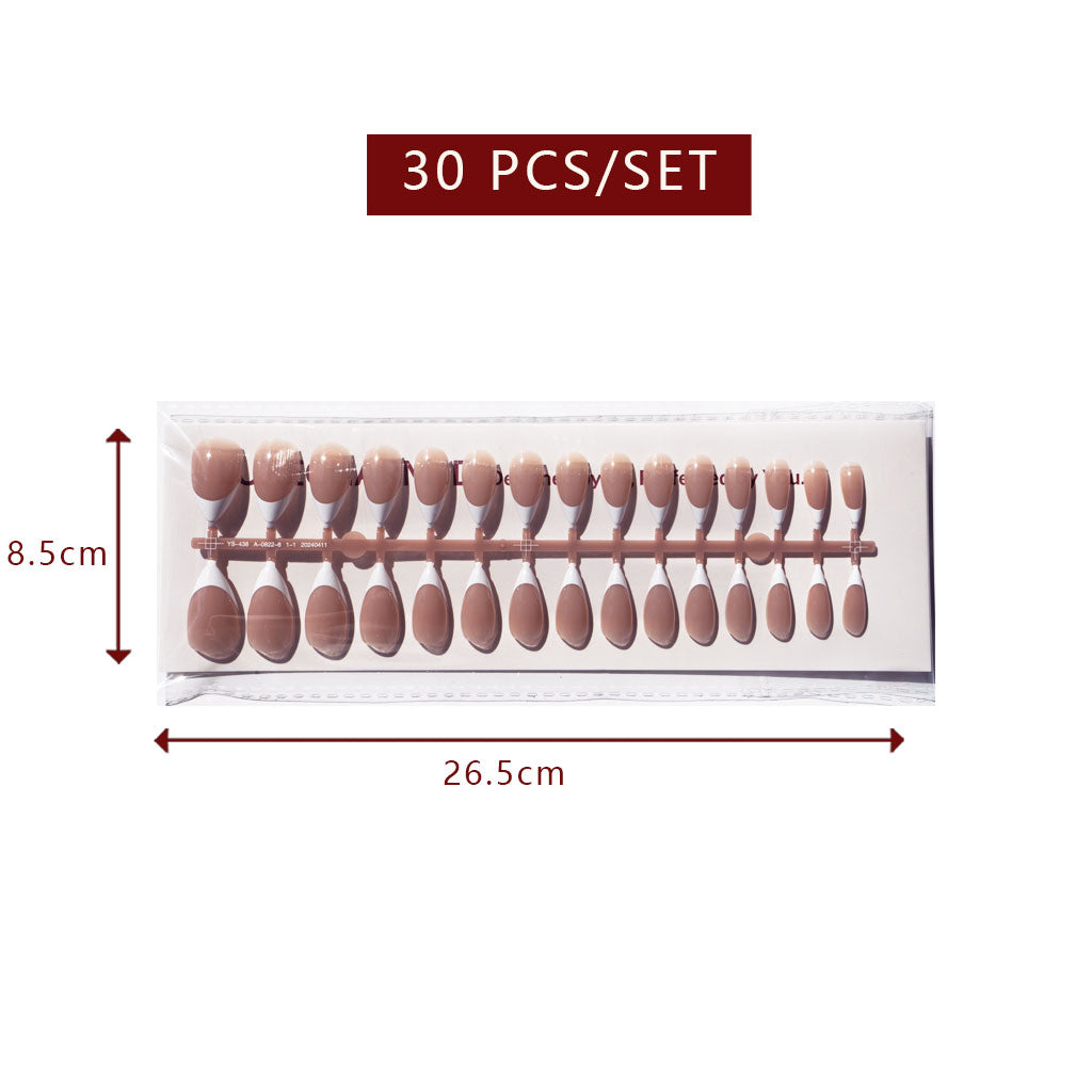 LuxeTip French Press On Nails, Medium Stiletto White French Tips, Mocha Color