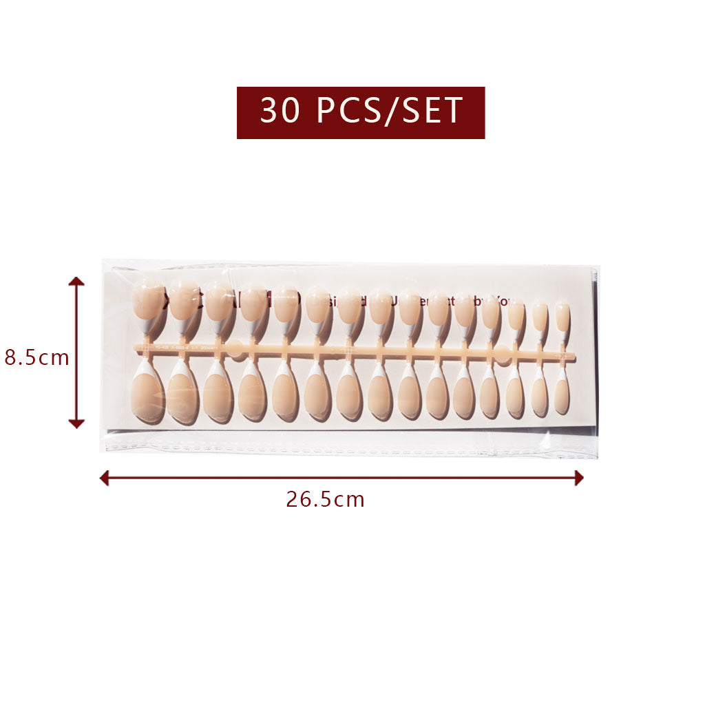 LuxeTip French Press On Nails, Medium Stiletto White French Tips, Nude Color