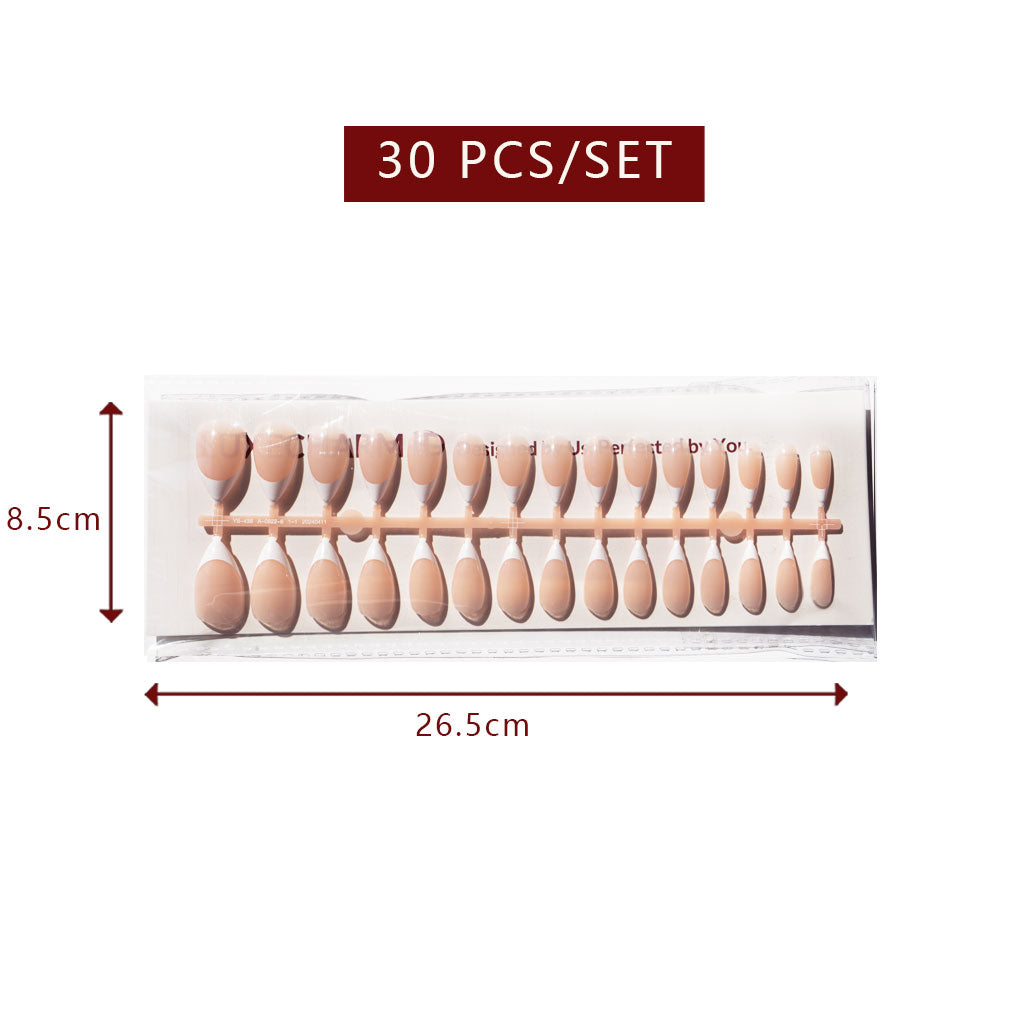 LuxeTip French Press On Nails, Medium Stiletto White French Tips, Peach Color