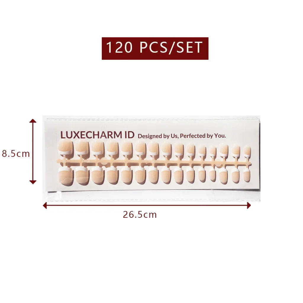 LuxeTip French Press On Nails, Extra Short Square White French Tips, Nude Color 