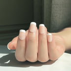 LuxeTip French Press On Nails, Extra Short Square White French Tips, On Hand Display 3