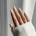 LuxeTip French Press On Nails, Extra Short Square White French Tips, Salon Quality, On Hand Display, Live GIF
